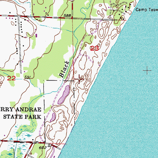 Topographic Map of Kohler Park Dunes State Natural Area, WI