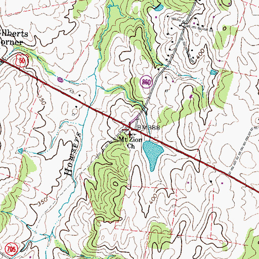 Topographic Map of Mount Zion Cemetery, VA