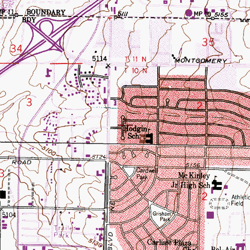 Topographic Map of Hodgin Elementary School, NM