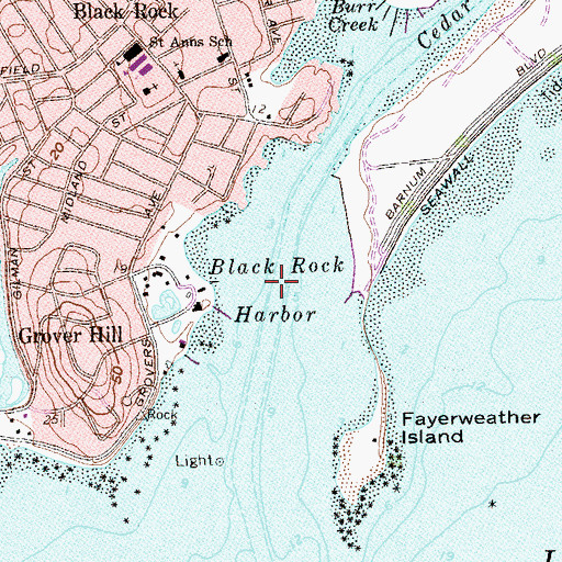 Topographic Map of Black Rock Harbor, CT