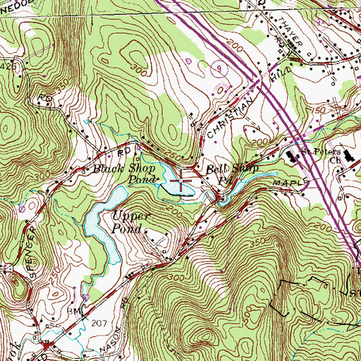 Topographic Map of Black Shop Pond, CT