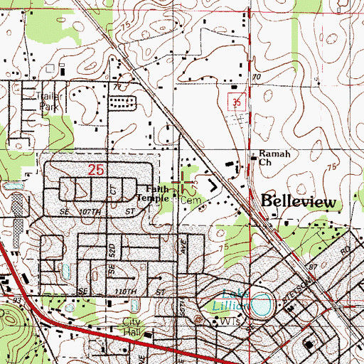 Topographic Map of Gods Church Prayer House, FL