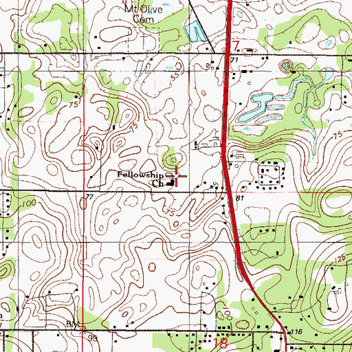 Topographic Map of Fellowship Church (historical), FL