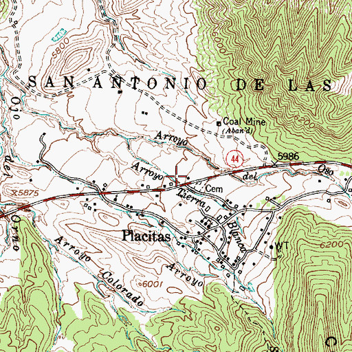 Topographic Map of Placitas Elementary School, NM