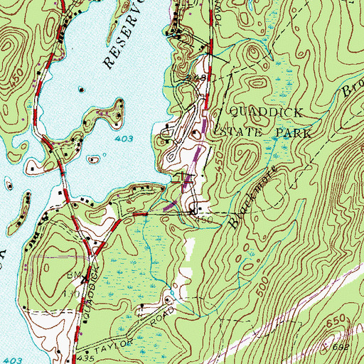 Topographic Map of Blackmore Brook, CT
