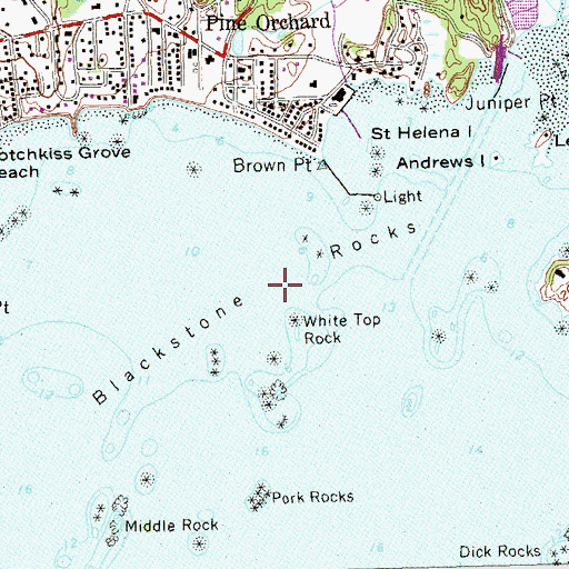 Topographic Map of Blackstone Rocks, CT