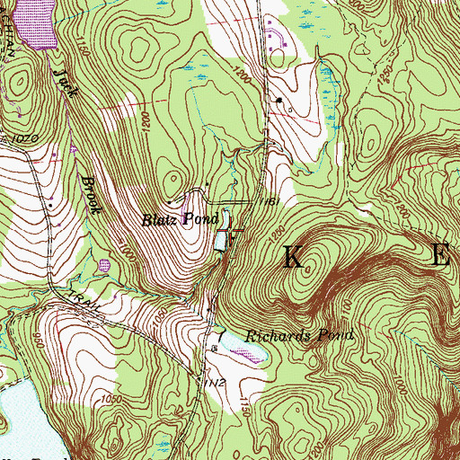 Topographic Map of Blatz Pond, CT