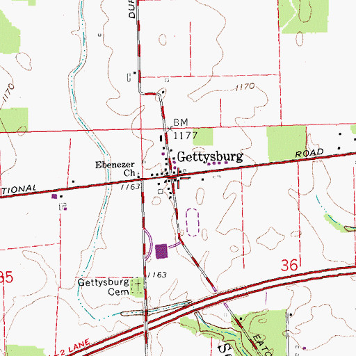 Topographic Map of Gettysburgh Post Office (historical), OH