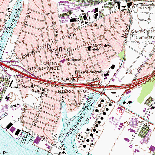 Topographic Map of Blessed Sacrament School, CT