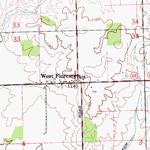 Topographic Map of West Florence Post Office (historical), OH
