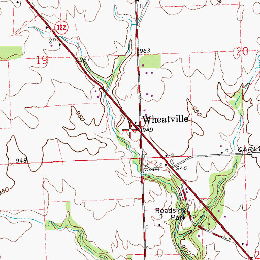 Topographic Map of Wheatville Post Office (historical), OH