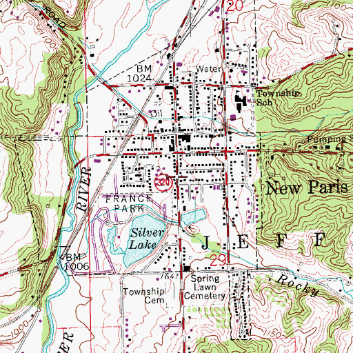 Topographic Map of New Paris Post Office, OH
