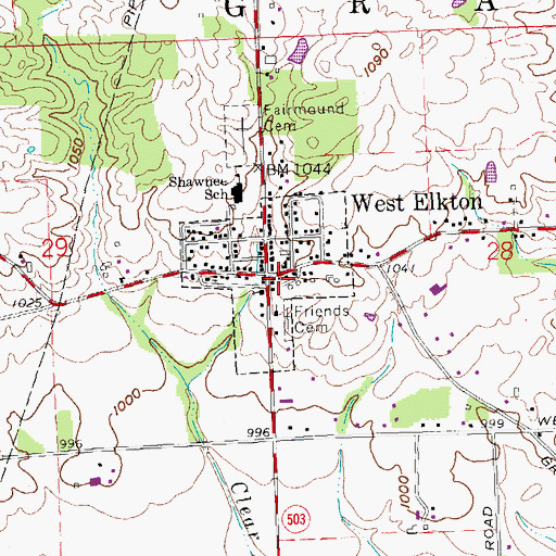 Topographic Map of West Elkton Post Office, OH