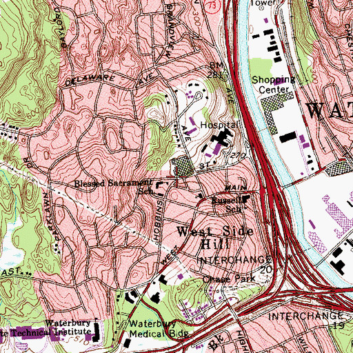 Topographic Map of Blessed Sacrament School, CT