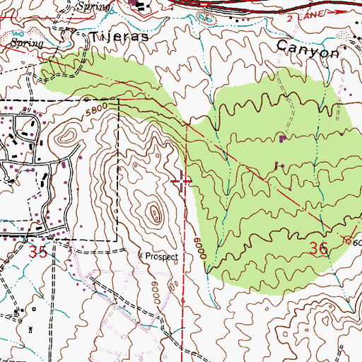 Topographic Map of Sandia Foothills Open Space, NM