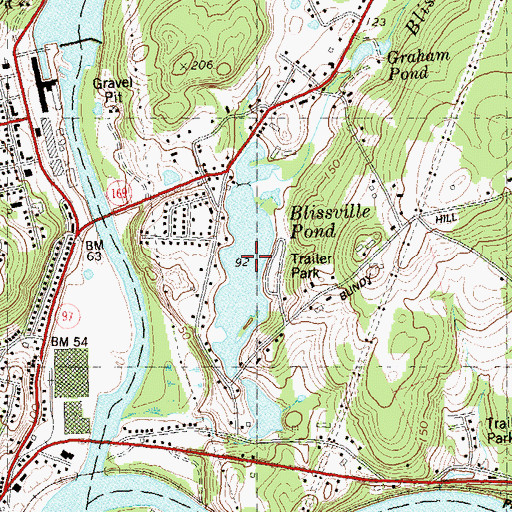 Topographic Map of Blissville Pond, CT