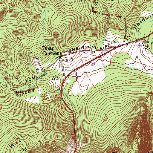 Topographic Map of Bloody Brook, CT