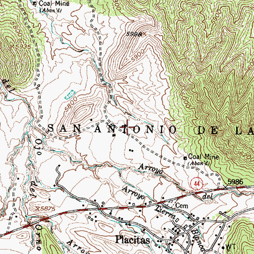 Topographic Map of Los Pastores, NM