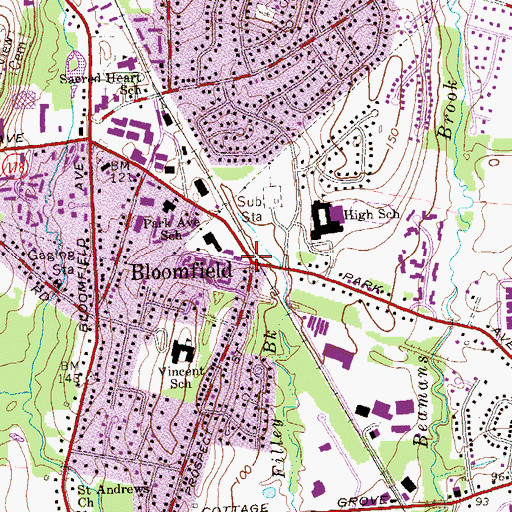 Topographic Map of Bloomfield, CT