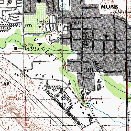 Topographic Map of Moab City Hall, UT