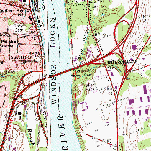 Topographic Map of Blue Ditch, CT