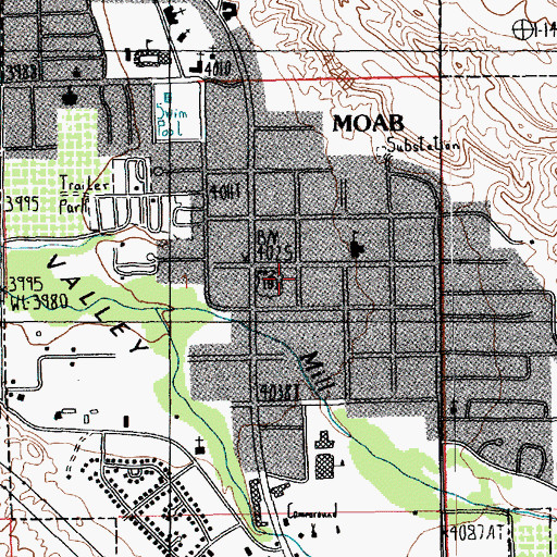 Topographic Map of Grand County Public Library, UT