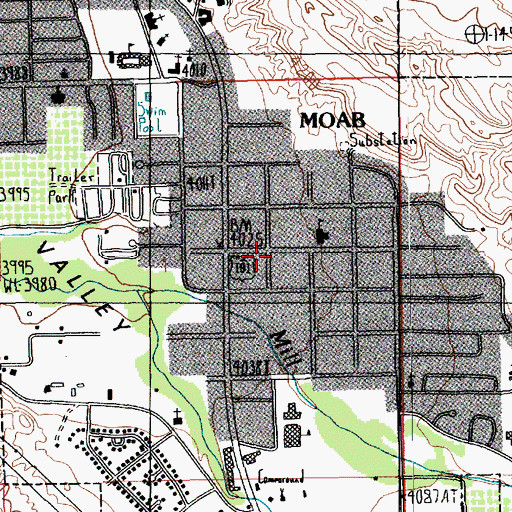 Topographic Map of Dan O'Laurie Canyon County Museum, UT