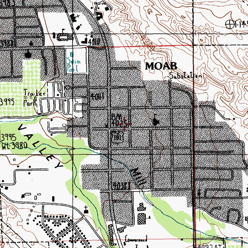 Topographic Map of Grand County Courthouse, UT