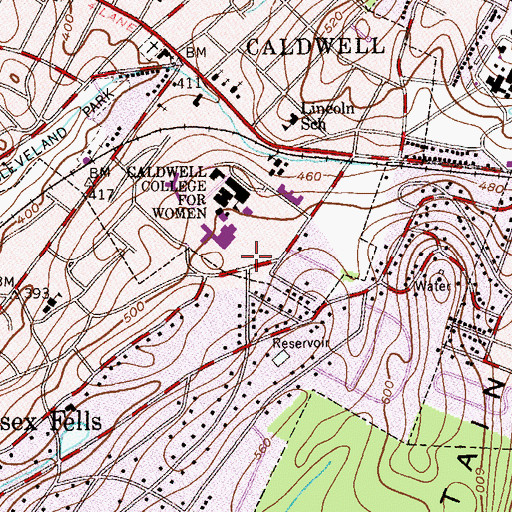 Topographic Map of Caldwell College President's House, NJ