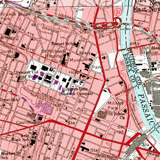 Topographic Map of Ackerson Hall, NJ