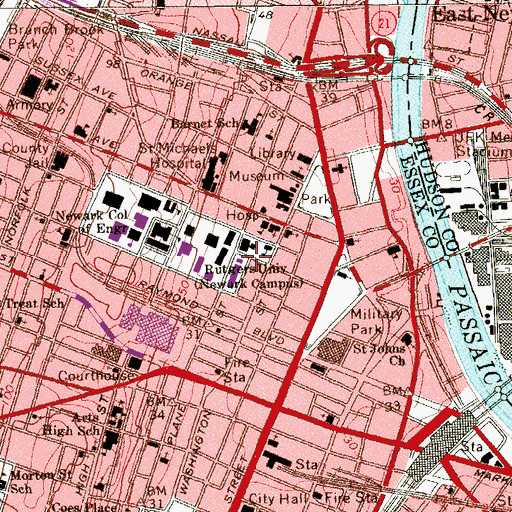Topographic Map of Englehard Hall, NJ