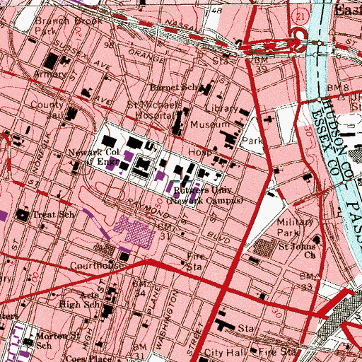 Topographic Map of Smith Hall, NJ