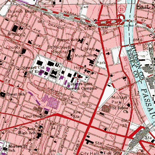 Topographic Map of Boyden Hall, NJ