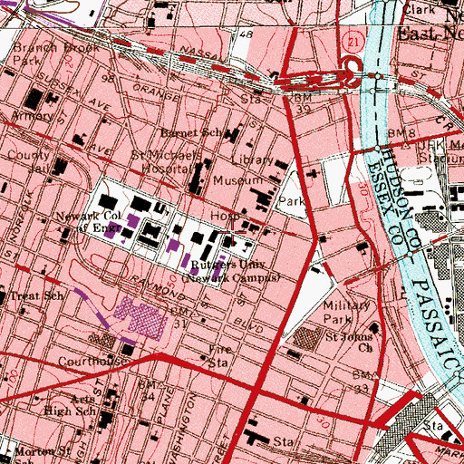 Topographic Map of Cocklin Hall, NJ