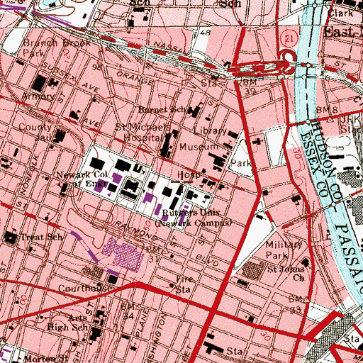 Topographic Map of Dana Library, NJ