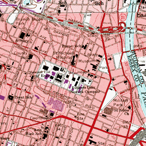 Topographic Map of Robeson Campus Center, NJ