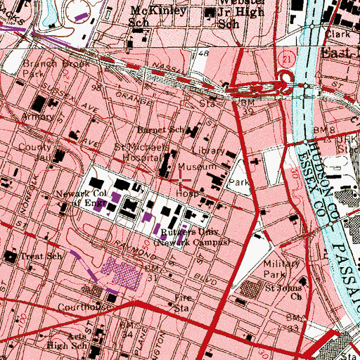 Topographic Map of Woodward Hall, NJ