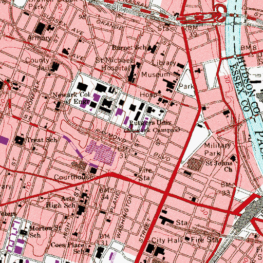 Topographic Map of Blumenthal Student Services Building, NJ