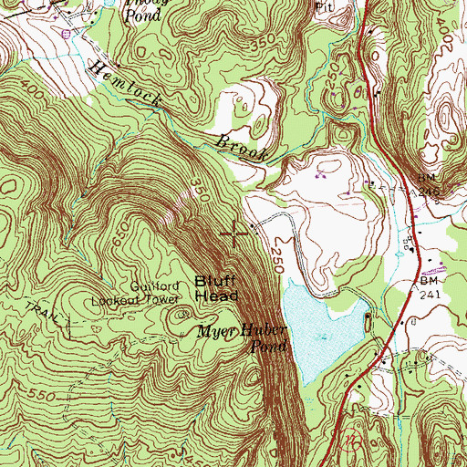 Topographic Map of Bluff Head, CT
