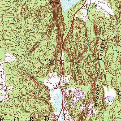 Topographic Map of Bluff Head Cemetery, CT