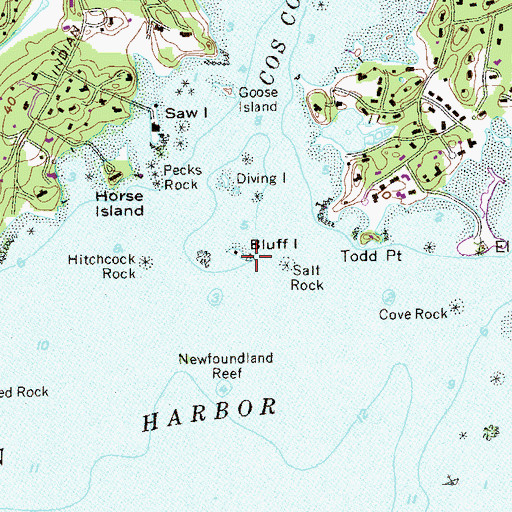 Topographic Map of Bluff Island, CT