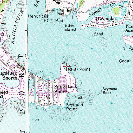 Topographic Map of Bluff Point, CT