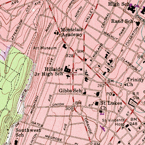 Topographic Map of First Church of Christ Scientist, NJ