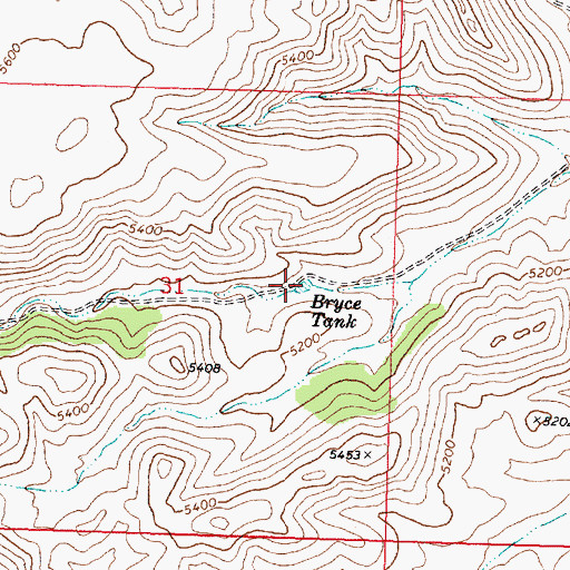 Topographic Map of Bryce Tank, AZ