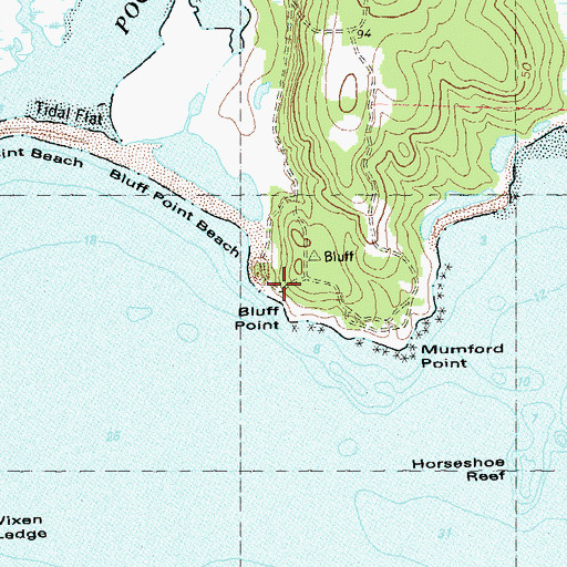 Topographic Map of Bluff Point, CT