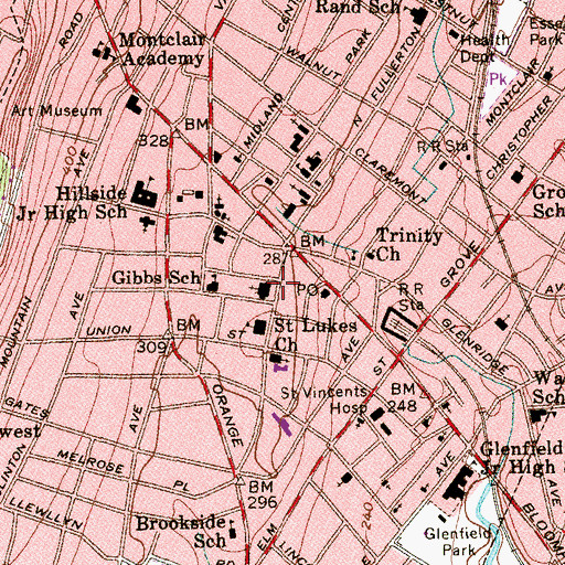 Topographic Map of First Congregational Church, NJ