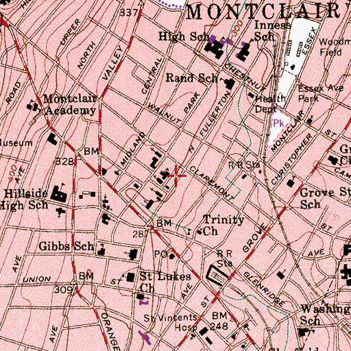 Topographic Map of Immaculate Conception Church, NJ