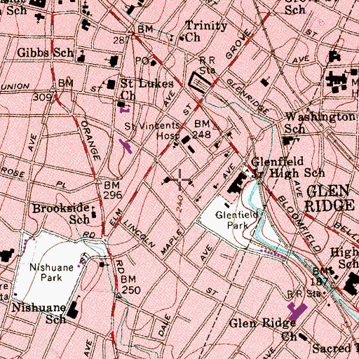 Topographic Map of Saint Peter Claver Church, NJ