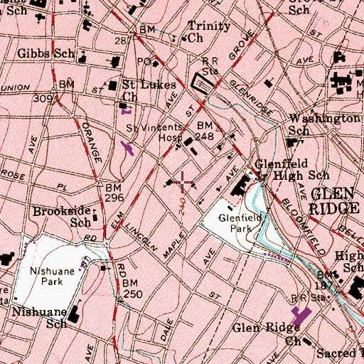 Topographic Map of Saint Peter Claver Church, NJ