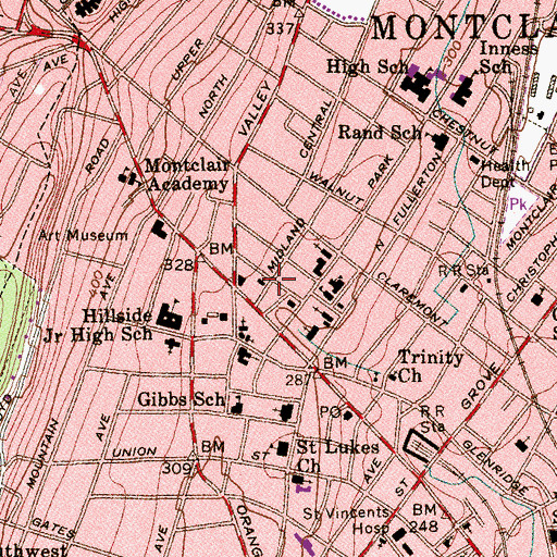 Topographic Map of Union Baptist Church, NJ